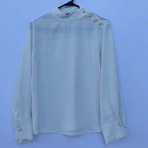 Zara basic womens white long sleeve blouse size med